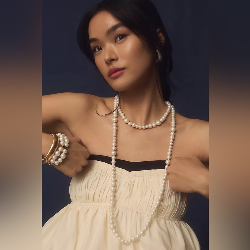 Anthropologie Pearl Multi Wrap Necklace